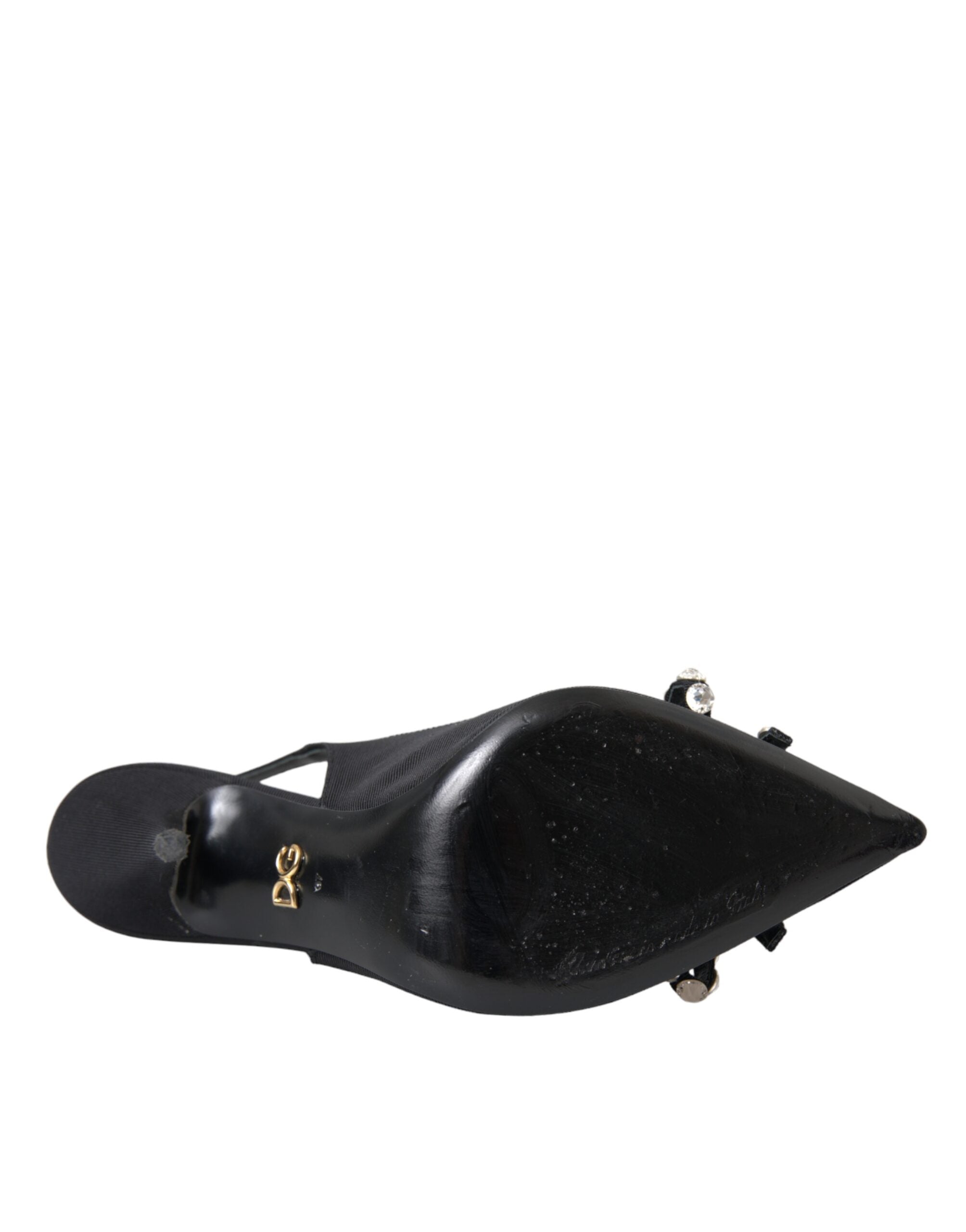 Dolce & Gabbana Schwarze, kristallverzierte Slingback-Schuhe