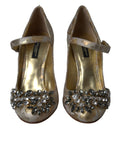 Load image into Gallery viewer, Dolce & Gabbana Gold Jacquard Kristall Mary Janes Pumps Schuhe
