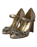 Load image into Gallery viewer, Dolce & Gabbana Gold Jacquard Kristall Mary Janes Pumps Schuhe
