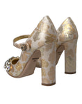 Load image into Gallery viewer, Dolce & Gabbana Gold Jacquard Kristall Mary Janes Pumps Schuhe
