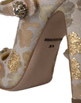 Load image into Gallery viewer, Dolce & Gabbana Gold Jacquard Kristall Mary Janes Pumps Schuhe
