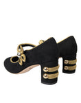 Load image into Gallery viewer, Dolce & Gabbana Schwarz Wildleder Gold Mary Janes Heels Pumps Schuhe
