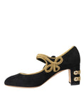 Load image into Gallery viewer, Dolce & Gabbana Schwarz Wildleder Gold Mary Janes Heels Pumps Schuhe
