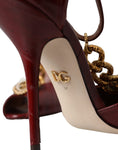 Load image into Gallery viewer, Dolce & Gabbana Dunkelrot Leder Gold Devotion Herz Sandalen Schuhe
