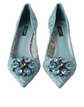 Load image into Gallery viewer, Dolce & Gabbana Blaue Taormina Spitze Kristall Absatz Pumps Schuhe
