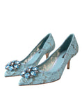 Load image into Gallery viewer, Dolce & Gabbana Blaue Taormina Spitze Kristall Absatz Pumps Schuhe
