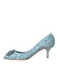 Load image into Gallery viewer, Dolce & Gabbana Blaue Taormina Spitze Kristall Absatz Pumps Schuhe
