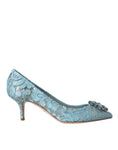 Load image into Gallery viewer, Dolce & Gabbana Blaue Taormina Spitze Kristall Absatz Pumps Schuhe
