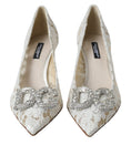 Load image into Gallery viewer, Dolce & Gabbana Weiß Floral Spitze DG Kristall Pumps Schuhe
