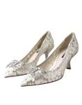 Load image into Gallery viewer, Dolce & Gabbana Weiß Floral Spitze DG Kristall Pumps Schuhe
