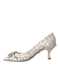 Load image into Gallery viewer, Dolce & Gabbana Weiß Floral Spitze DG Kristall Pumps Schuhe
