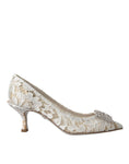 Load image into Gallery viewer, Dolce & Gabbana Weiß Floral Spitze DG Kristall Pumps Schuhe
