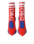 Load image into Gallery viewer, Dolce & Gabbana Rot Blau Stretch Socke Stil Ankle Stiefel Logo Schuhe
