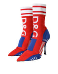 Load image into Gallery viewer, Dolce & Gabbana Rot Blau Stretch Socke Stil Ankle Stiefel Logo Schuhe
