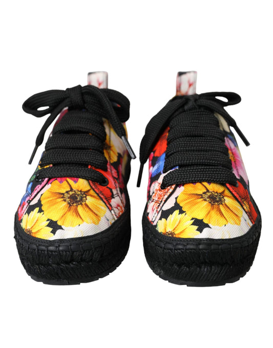 Dolce & Gabbana Multicolor Canvas Floral Espadrilles Turnschuhe Schuhe