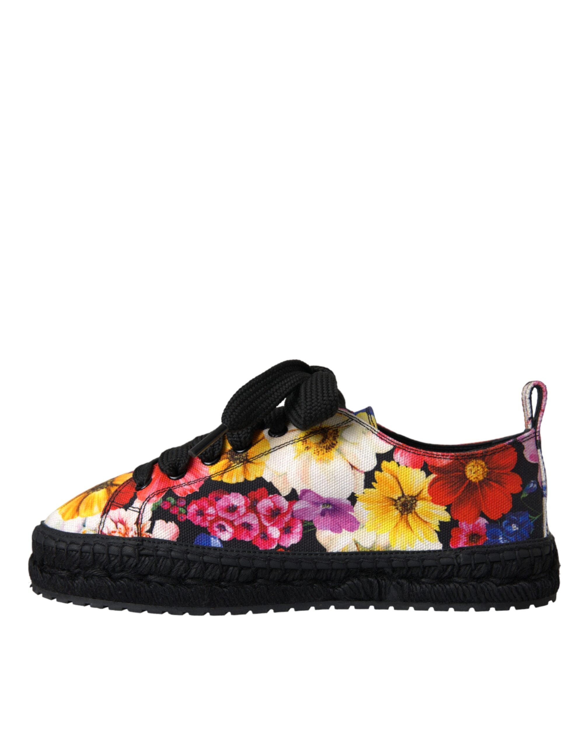 Dolce & Gabbana Multicolor Canvas Floral Espadrilles Turnschuhe Schuhe