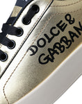 Bild in Galerie-Betrachter laden, Dolce & Gabbana Gold Portofino Kalbsleder Sneakers Frauen Schuhe
