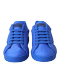 Bild in Galerie-Betrachter laden, Dolce & Gabbana Blau Leder Stoff Low Top Turnschuhe Schuhe
