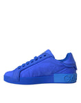 Bild in Galerie-Betrachter laden, Dolce & Gabbana Blau Leder Stoff Low Top Turnschuhe Schuhe
