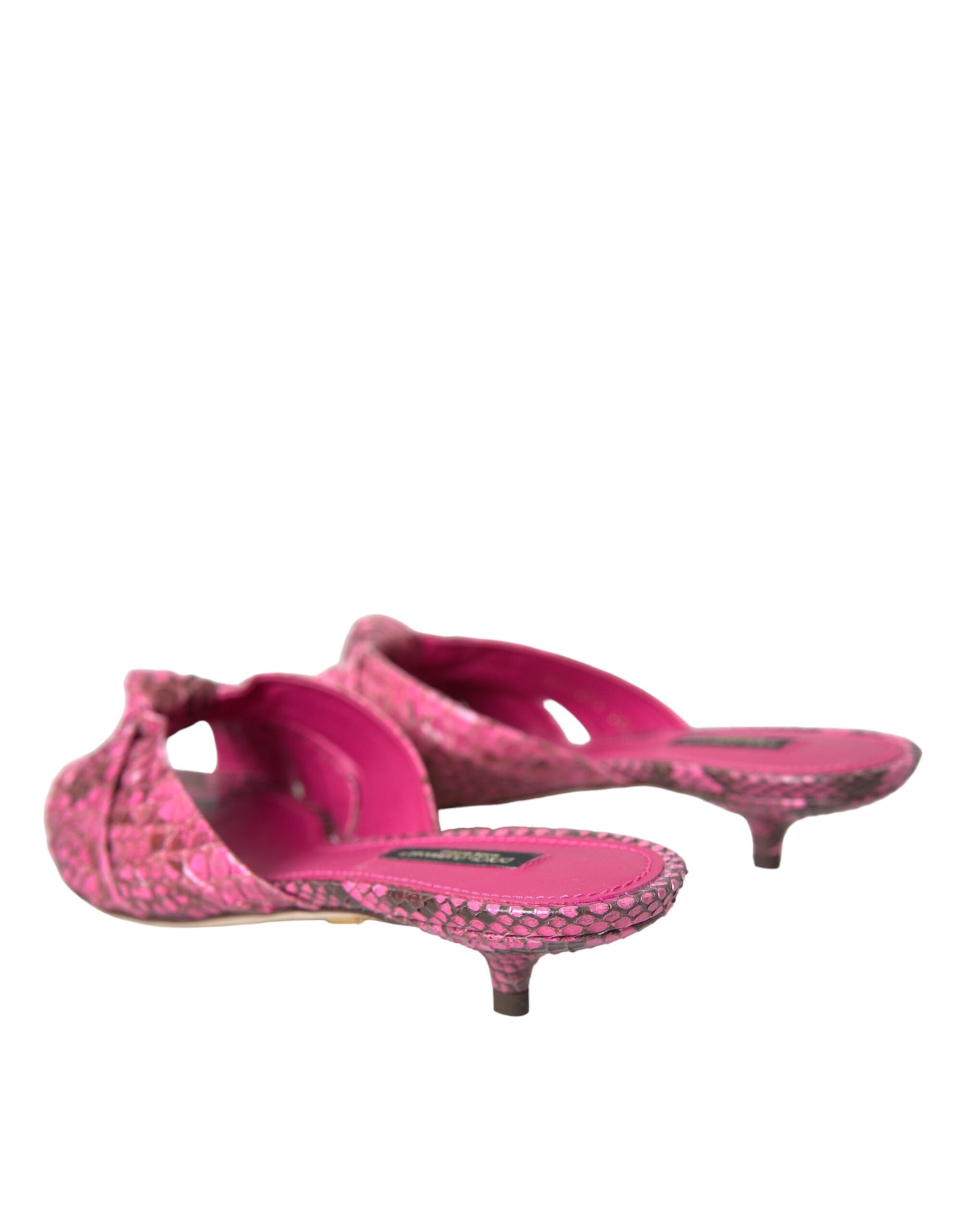 Dolce & Gabbana Rosa Exotische Leder Kitten Heels Rutschen Schuhe