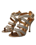 Load image into Gallery viewer, Dolce & Gabbana Bronze Crystal Strap Heels Sandalen Schuhe
