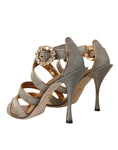 Load image into Gallery viewer, Dolce & Gabbana Bronze Crystal Strap Heels Sandalen Schuhe
