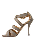 Load image into Gallery viewer, Dolce & Gabbana Bronze Crystal Strap Heels Sandalen Schuhe
