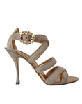 Load image into Gallery viewer, Dolce & Gabbana Bronze Crystal Strap Heels Sandalen Schuhe
