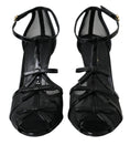 Load image into Gallery viewer, Dolce & Gabbana Schwarz Mesh T-strap Heels Sandalen Schuhe
