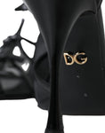 Load image into Gallery viewer, Dolce & Gabbana Schwarz Mesh T-strap Heels Sandalen Schuhe
