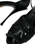 Load image into Gallery viewer, Dolce & Gabbana Schwarz Mesh T-strap Heels Sandalen Schuhe
