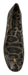 Load image into Gallery viewer, Dolce & Gabbana Braun Leopard Ballerina Flats Lederschuhe
