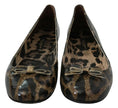 Load image into Gallery viewer, Dolce & Gabbana Braun Leopard Ballerina Flats Lederschuhe
