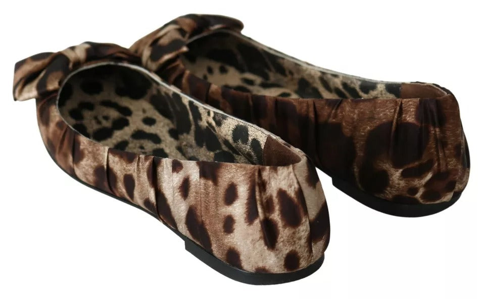 Dolce & Gabbana Braun Leopard Seide Ballerina Flats Schuhe