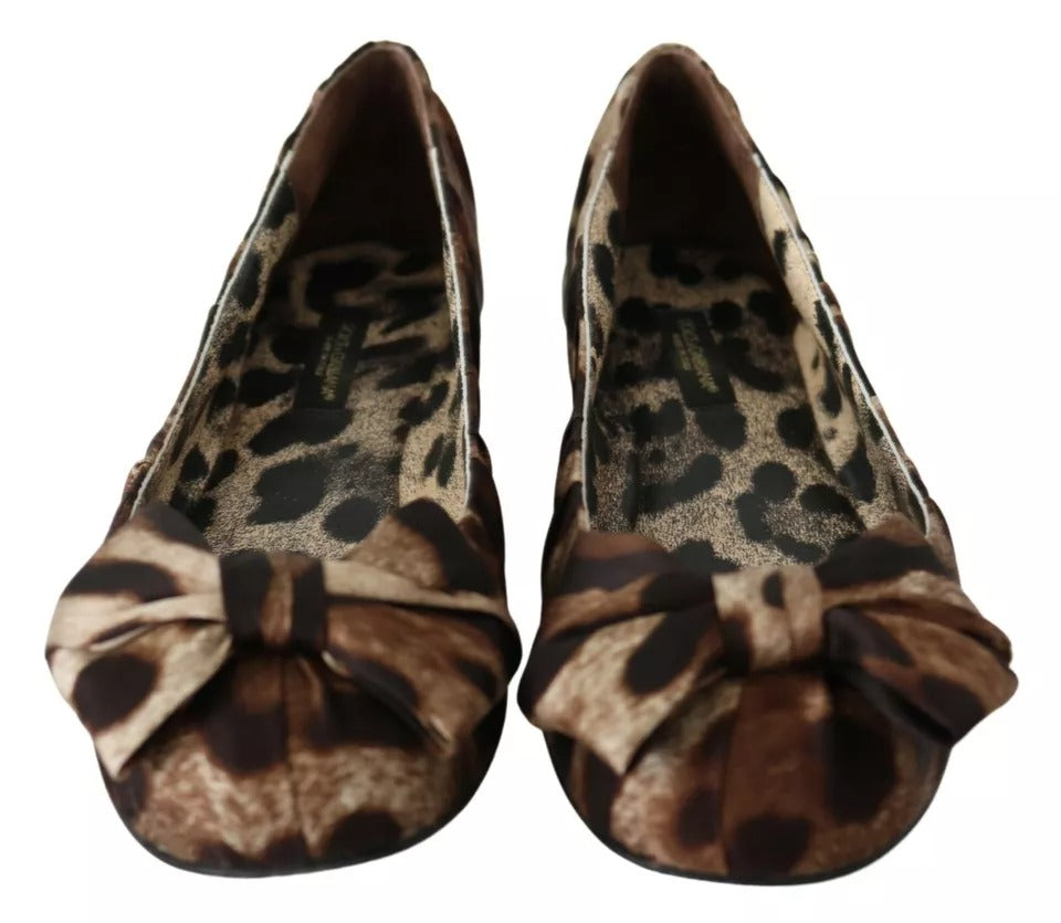 Dolce & Gabbana Braun Leopard Seide Ballerina Flats Schuhe