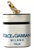 Load image into Gallery viewer, Dolce & Gabbana Weißes blaues Kalbsleder Logo Druck Riemen Airpods Fall
