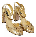 Load image into Gallery viewer, Dolce & Gabbana Gold Nieten Vally Slingback Sandalen Schuhe
