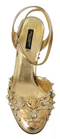 Load image into Gallery viewer, Dolce & Gabbana Gold Nieten Vally Slingback Sandalen Schuhe
