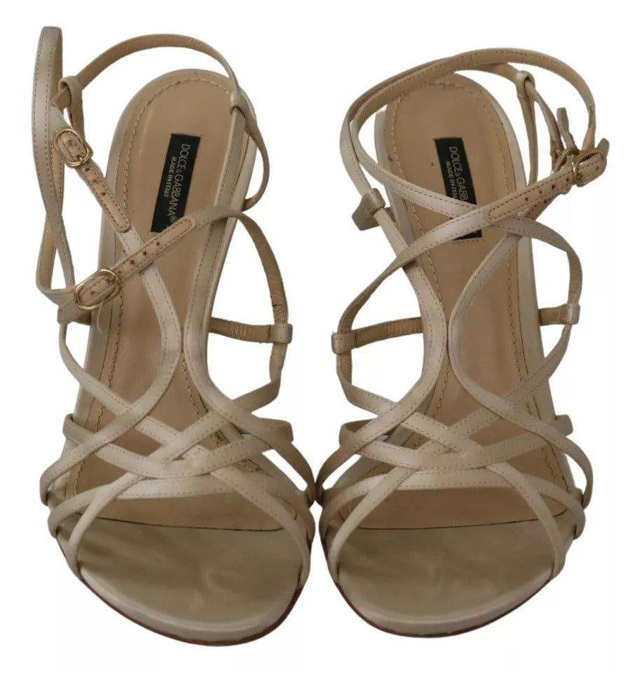 Dolce & Gabbana Gold Seide Knöchel Strap Heels Sandalen Schuhe