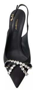 Load image into Gallery viewer, Dolce & Gabbana Schwarze kristallverzierte Schuhe mit Slingback-Absatz
