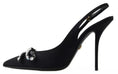 Load image into Gallery viewer, Dolce & Gabbana Schwarze kristallverzierte Schuhe mit Slingback-Absatz
