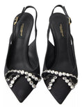 Load image into Gallery viewer, Dolce & Gabbana Schwarze kristallverzierte Schuhe mit Slingback-Absatz
