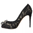 Load image into Gallery viewer, Dolce & Gabbana Schwarz Taormina Spitze Kristall Absatz Pumps Schuhe
