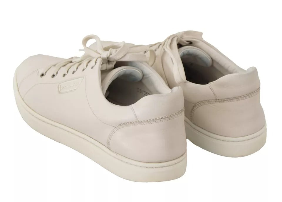 Dolce & Gabbana Weiß Casual Leder Logo Männer Turnschuhe Schuhe