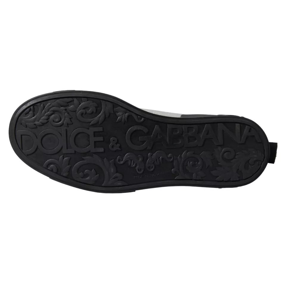 Dolce & Gabbana Schwarz Silber Logo Mid Top Männer Turnschuhe Schuhe