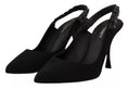 Resmi galeri görüntüleyiciye yükleyin, Dolce & Gabbana Schwarze verschönerte Absätze Slingback Charmeuse Schuhe
