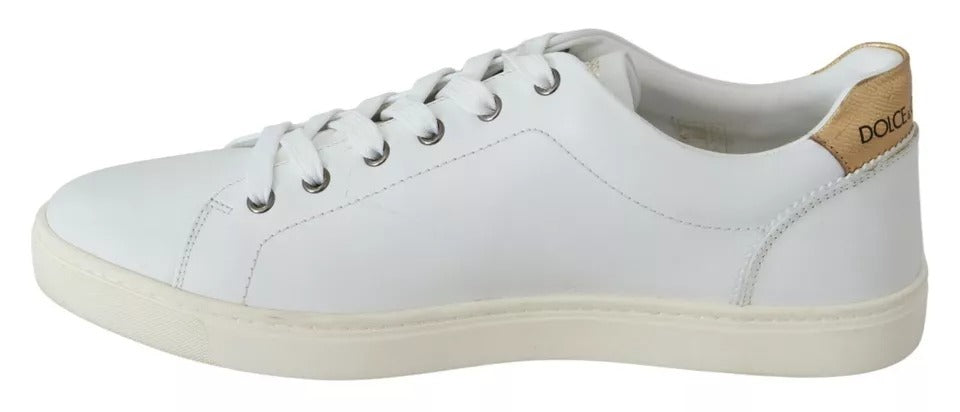 Dolce & Gabbana Weiß Leder Herz Low Top Turnschuhe Männer Schuhe