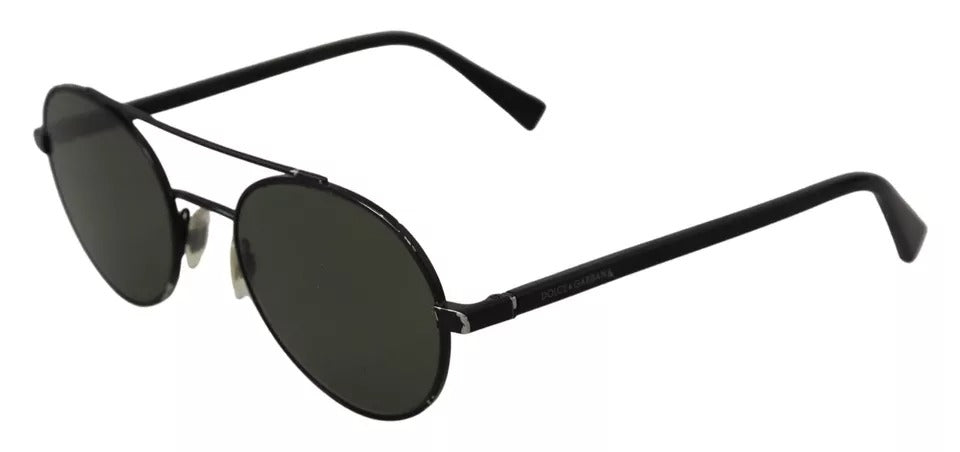 Dolce & Gabbana Mattschwarzer Stahlrahmen mit grünen Gläsern DG2245 Sonnenbrille