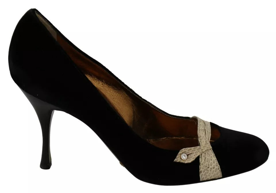 Dolce & Gabbana Schwarzer Samt Ayers High Heels Pumps Schuhe