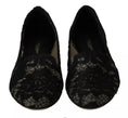 Bild in Galerie-Betrachter laden, Dolce & Gabbana Schwarz Floral Spitze Loafers Flats Schuhe
